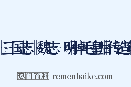 三国志·魏志·明悼毛皇后传造句是什么意思的图片